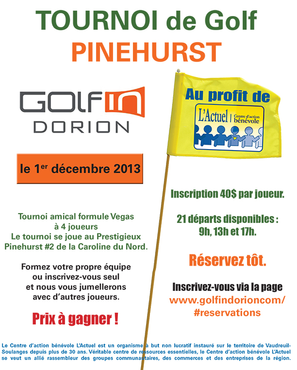 AFFICHE Golfin Dorion tournoi pour L'Actuel